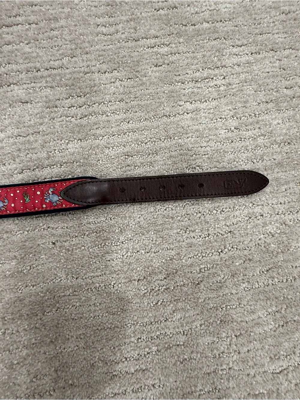 Boy’s Pink Patterned Leather-Trim Canvas Belt